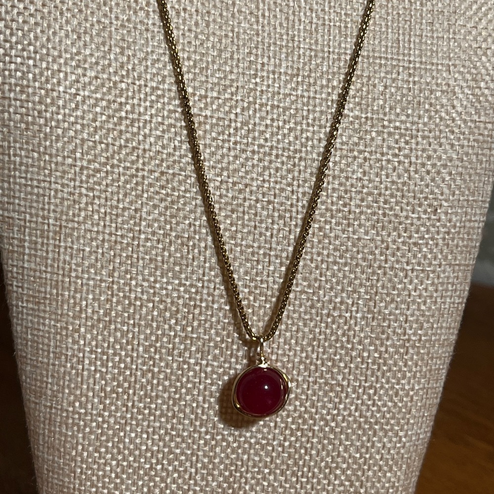 Natural Ruby Pendant Wire Wrapped Gold Necklace O… - image 3